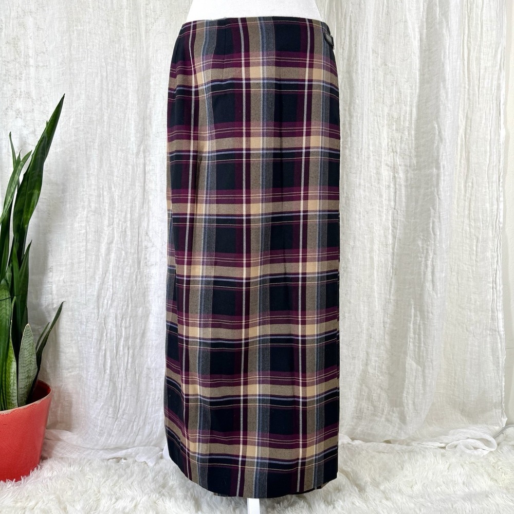 Vintage Plaid Tartan Maxi Skirt Size 12 Dark Academia Preppy Heritage 90s Grunge